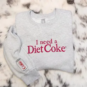 I Need A Diet Coke Embroidered Crewneck, Diet Coke Embroidery Sweatshirt, Diet Coke Social Club Sweatshirt, Gift For Diet Coke Lover