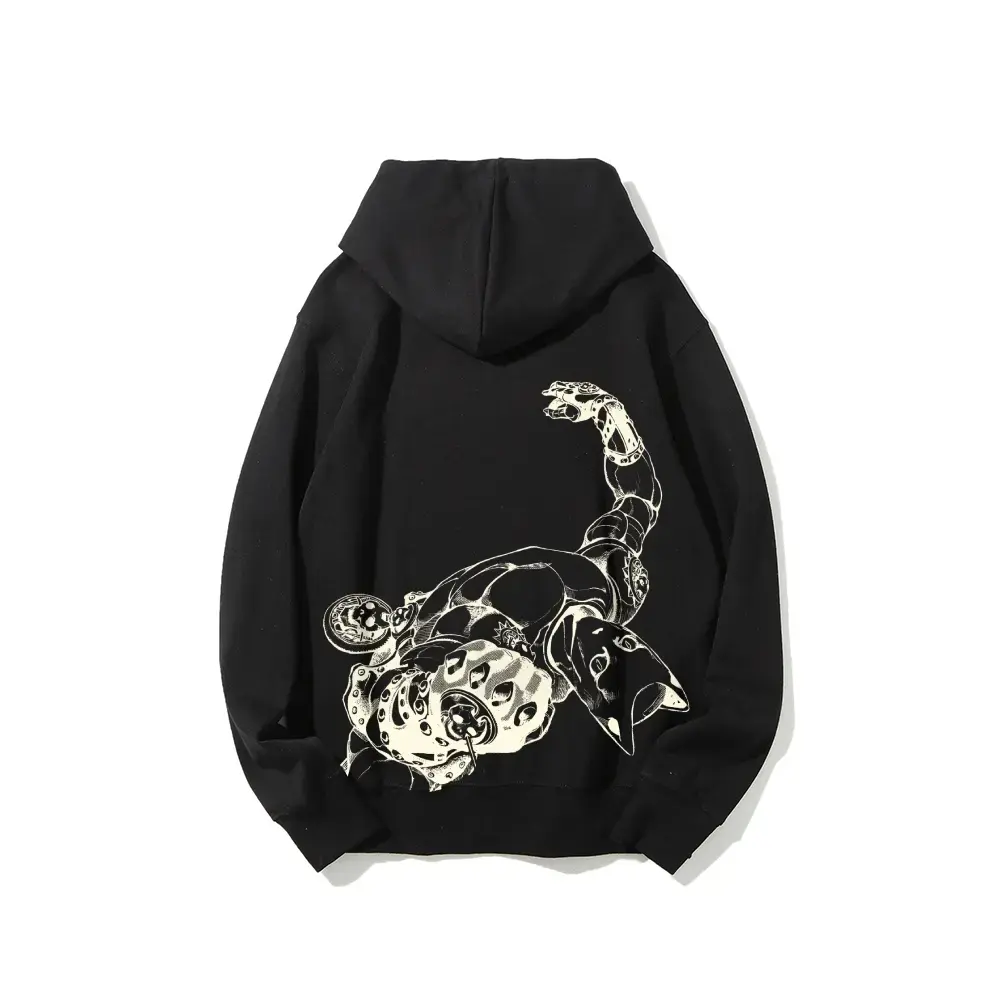 Killer Queen anime Fashion JoJo Stand Graphic Hoodie Made in USA Streetwear Sweatshirt | JoJo’s Bizarre Adventure Inspired Pullover | Unisex Anime Hoodie Gym clean Fit
