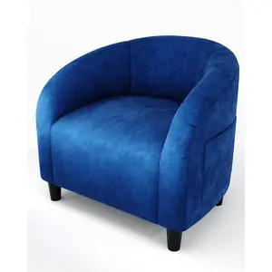 Accent Chair for Living Room Barrel Club Chair with Soft Padded Seat & Sturdy Legs for Bedroom Waiting Room Reception Chairs - Blue