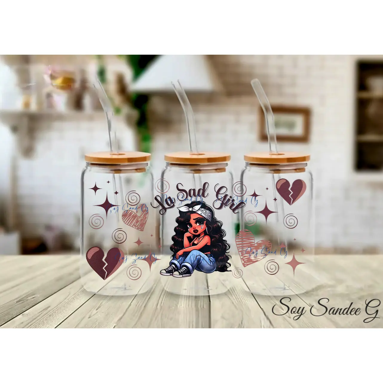 La Sadgirl Brown - UVDTF Wrap for cups/hard surfaces sticker