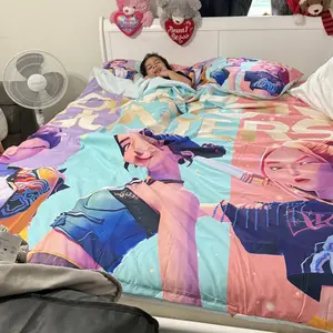 3PCS K-Pop Demon Hunters Pattern Duvet Cover Set, Includes 1 Duvet Cover & 2 Pillowcases, Soft Comfortable Fabric, No Filling, Suitable for Bedrooms, Hotels, School Dormitories, Perfect Gift for Fans