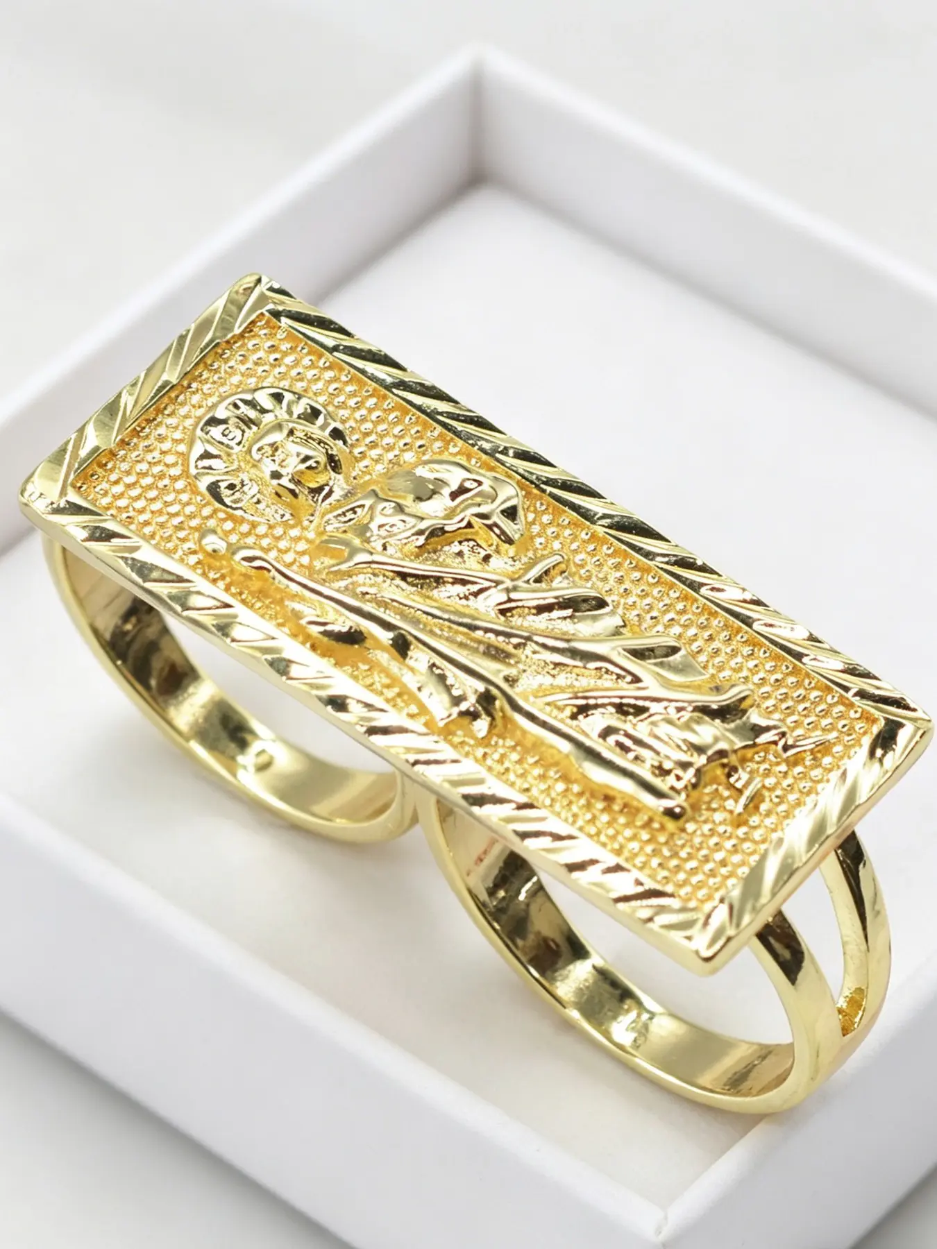 Fashion Mexican St Jude Relief Portrait Vintage Texture Ring, Unisex Religious Jewelry, Elegant Everyday Ring, Holiday Celebration Gift, Christmas Easter Thanksgiving, Metal Rings, Beautiful Rings