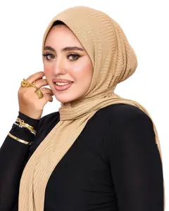 Instant Hijab For Women | Head Wrap100% Cotton Rib Headscarf | Easy to Wear Hijabs with Metal Pin Muslims Modesty