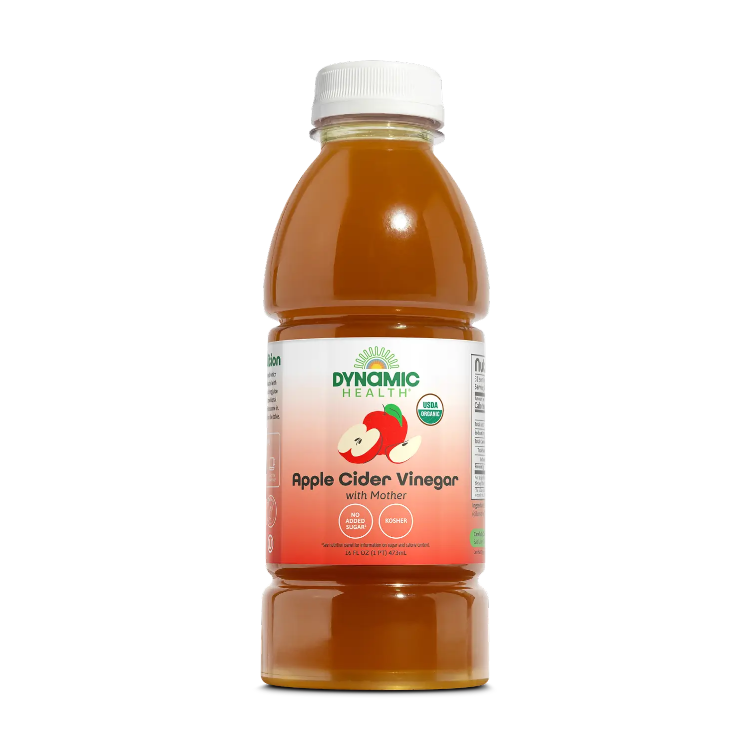 Dynamic Health Apple Cider Vinegar with Mother Organic 16 fl oz – Raw Unfiltered ACV Drink, No Added Sugar, USDA Organic & Kosher Wellness Support
