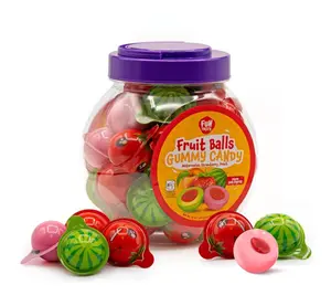 Fruit Gummy Balls Mix - 19 Ounce Jar (30 Count) - Jelly Filled Gummies - Individually Wrapped Gummy Candy - Watermelon, Strawberry, Peach - Easter Candy for Eggs & Goodie Bags