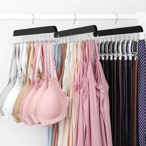 2-Pack Foldable Bra & Tank Top Hangers - 40-Hook Wooden Closet Organizer, Room Accessories - Space-Saving for Scarves, Belts