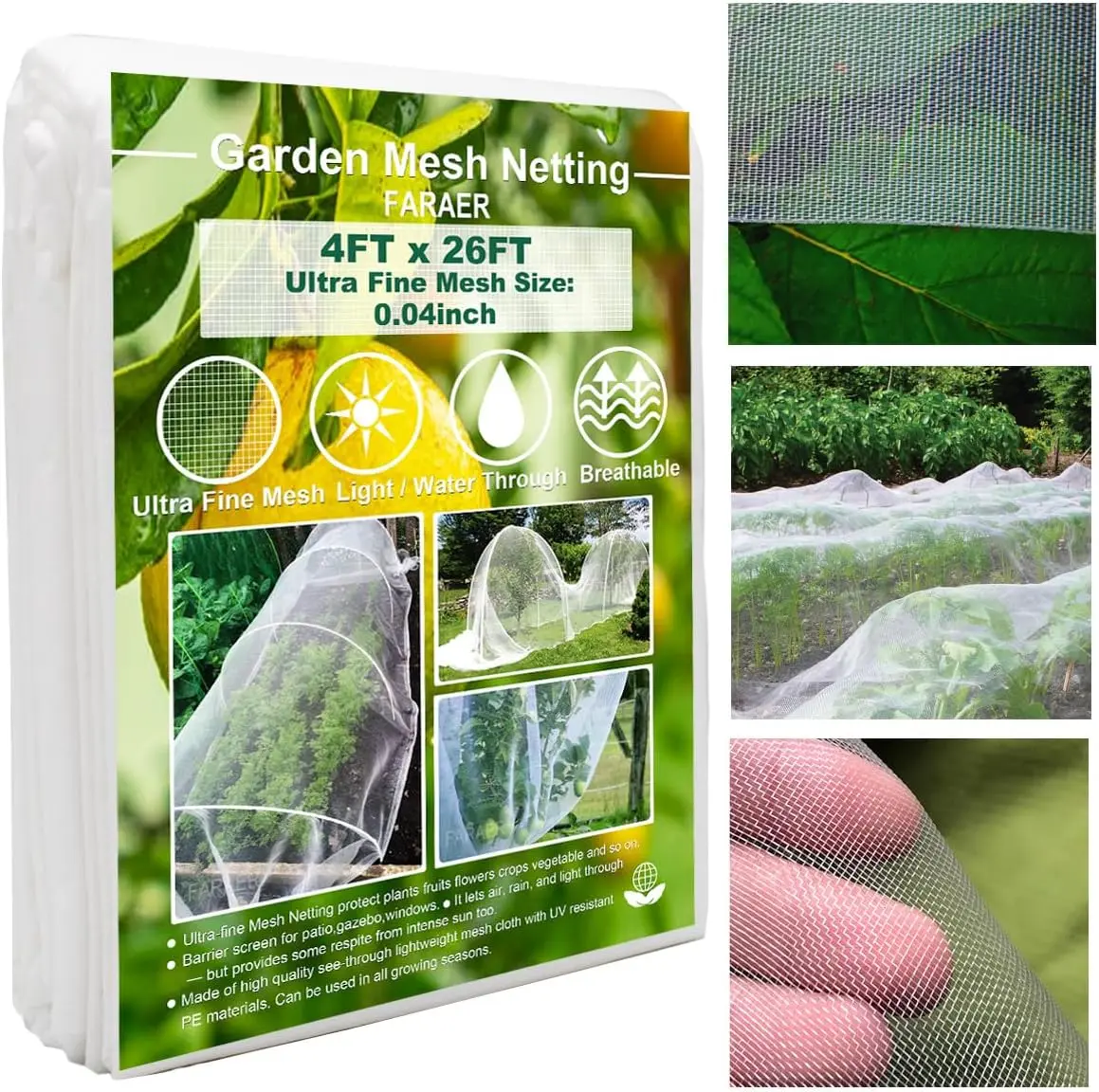 Garden Pest Barrier Netting, Insect Barrier Net 4x26Ft Ultra Fine Netting