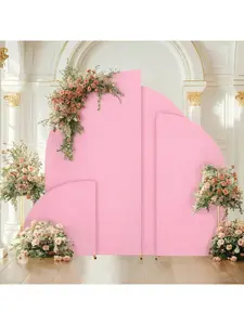 5ft (81x153cm) Round Shape Spandex Fitted Wedding Arch Cover, Double Sides Half-Moon Design, Pink Commercial Event Backdrop Stand Cover for Wedding, Baby Shower Decorations