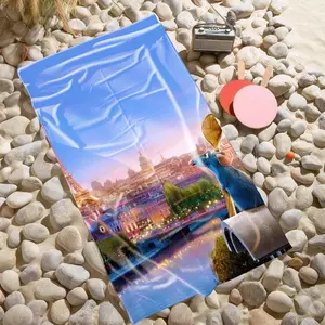 1 piece Ratatouille Paris Food Adventure themed beach towel - Modern design flannel blanket, suitable for sofas and beds, all-season use, super soft and comfortable, digital printing, 100% polyester material, machine washable, suitable for home and
