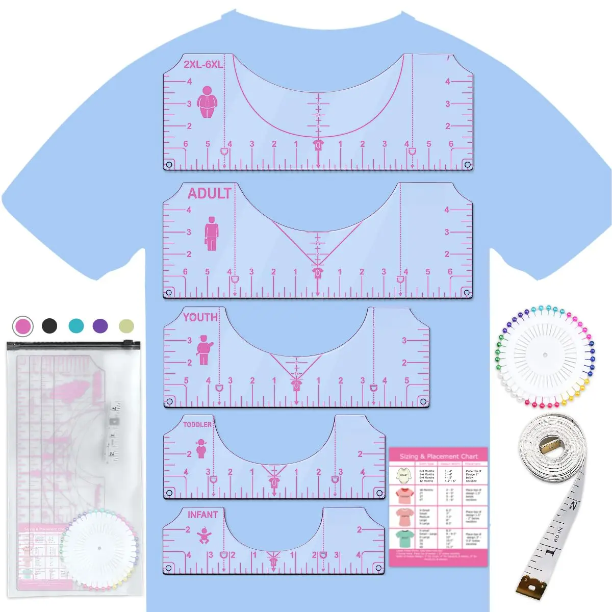Tshirt Ruler Guide for Cricut Heat Press, Shirt Measurement Tool Vinyl ...