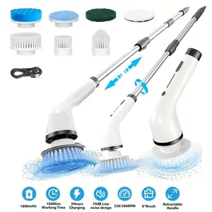2026 New Model Electric Spin Scrubber Cordless IPX7 Waterproof Multi-Surface Cleaning Brush Long Battery Life Adjustable Speed Extendable Handle Multi-Purpose Kit for Bathroom Kitchen Durable Powerful-Multifunction shower scrubber tiktok shop deals