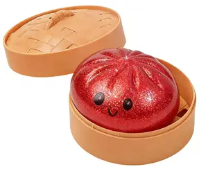 Glitter Dumpling, Glitter Dumpling Squishy with Box, Dumplings Sensory Squeeze Toy for Stress Relief (White)