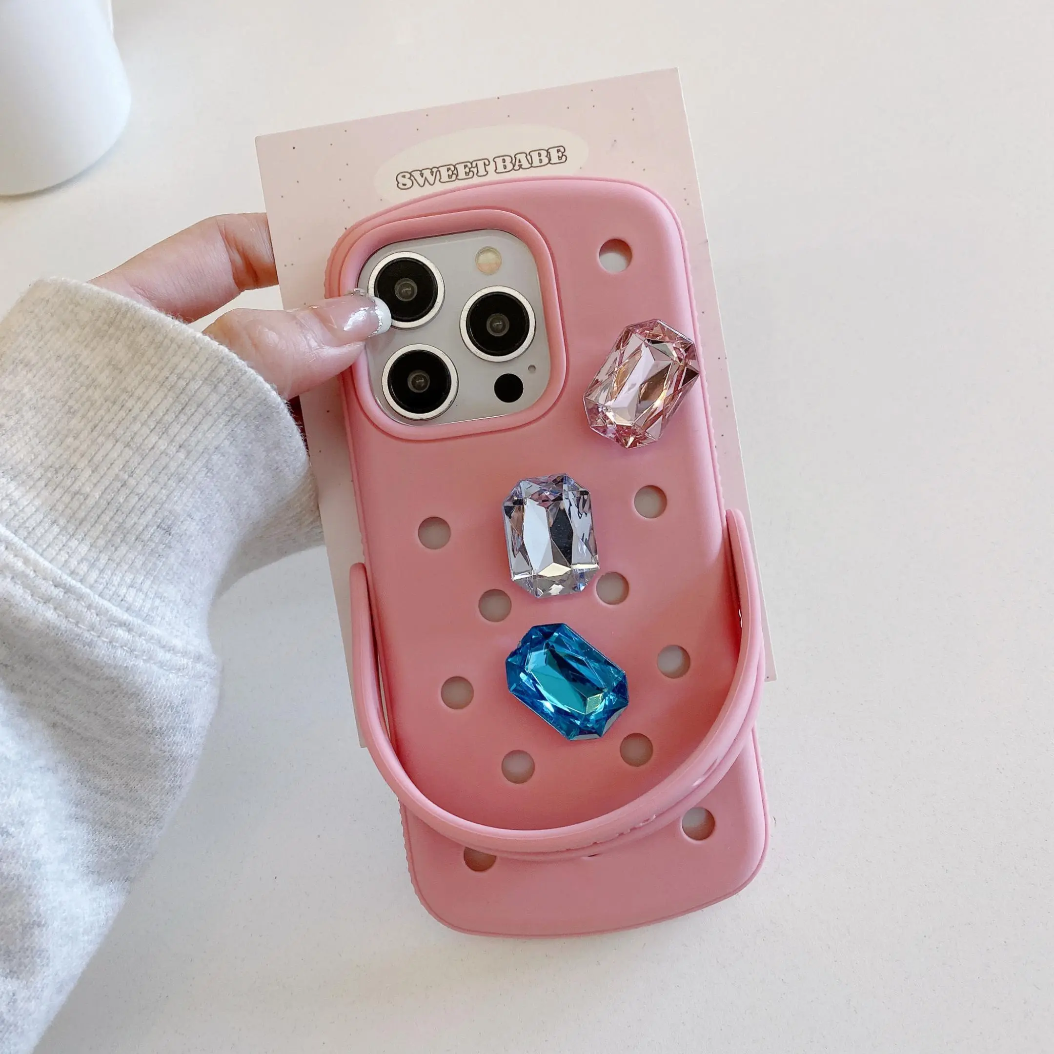 Creative Design Phone Case with Rhinestone Decor, Decorative Smartphone Protector, Phone Protective Cover, Mobile Phone Casing, Protective Cellphone Casing, Phone Accessories Compatible with iPhone 15 14 13 12 11 Pro Max, Rhinestone Smartphone Shell
