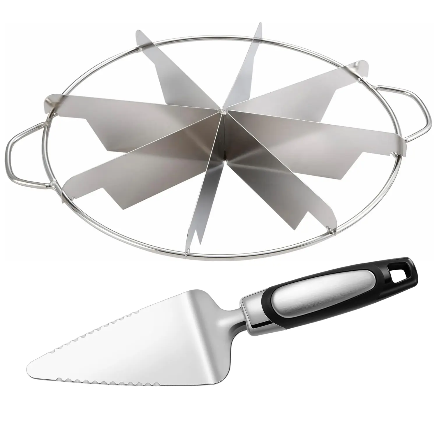 2 pcs stainless steel cake slicer and cutter set, suitable for cutting cakes, pizzas, millets, mousse, cheesecake, suitable for home baking, parties
