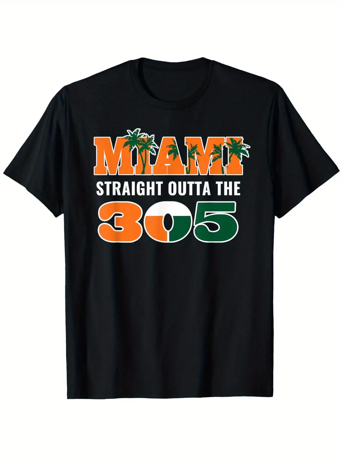Straight Outta The 305 Miami Florida Pride Lifestyle T-Shirt for Men Women Prefect Easter Mother'S Day Father'S Day Gift Birthday Gifts for Mom Dad Men Women Friends Men'S T-Shirts Unisex Black Soft Fabric  Cotton