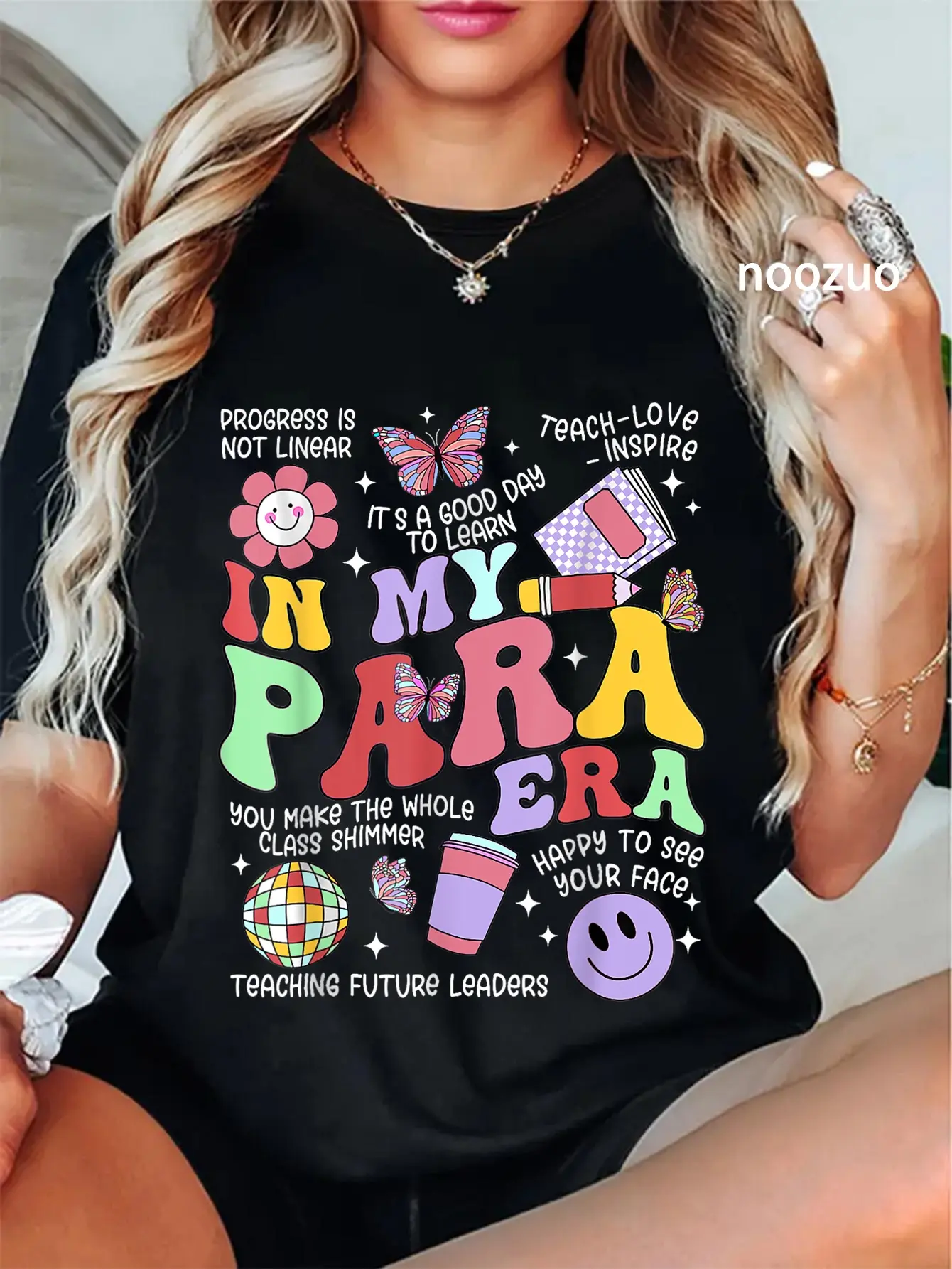 Women's Vintage "In My Para Era" Graphic T-Shirt - 100% Cotton, Crew Neck/Round Neck, Short Sleeves, Everyday Holiday Casual Unisex Streetwear Top for Paraprofessionals, Humorous