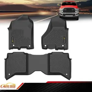 TPE Floor Mats Fit For 2019-2024 Ram 2500 3500,3PCS Front & Rear,All Weather 3D TPE Floor Mats Liners,Waterproof Non-slip Durable Floor Mats Upgraded Version