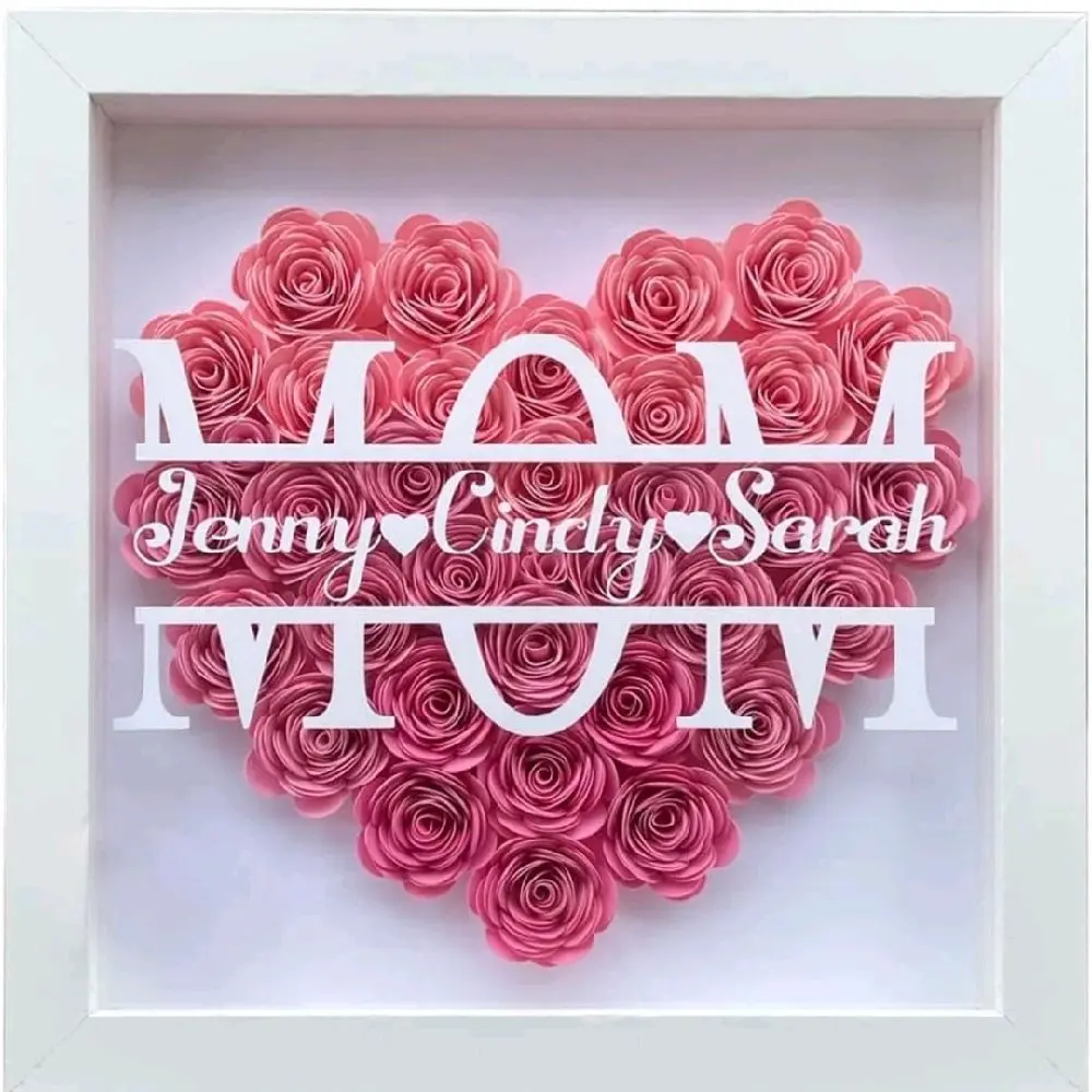 Personalized Flower Shadow Box Decor Frame Photo Memorial