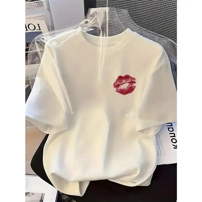 Women's 100% Cotton Fitted Tshirt - Crew Neck, Casual, All Seasons, Personalized Graphic Print with Fade-Free Ink via Advanced Printing Techniques, Durable, Size M Women's Top Fashion Apparel
