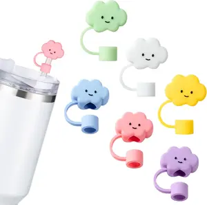 6Pcs Cloud Shape Straw Covers Cap Toppers for 20&30&40oz Tumbler Drinking Cup with Handle - Mug, Drinkware Portable Bottle Silicone Plastic Reusable