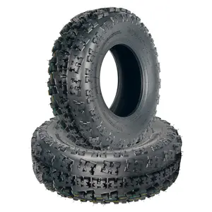 Set of 2 ATV/UTV Front Tires - 6 Ply Tubeless Durable Build - Knobby High-Traction All-Terrain Grip for Off-Road, Snow & Trail - Fits 10" Rims - Size: AT21X7-10