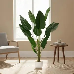 Tall Artificial Banana Tree and Monstera Plant – Lush Faux Exotic Palm with Natural-Looking Leaves in Pot, 3.6-3.8FT, Indoor Outdoor Home, Office & Patio Decor