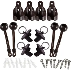 Universal Replacement Bungee Kit with End Caps Mounting Brackets for Exterior Sun Shades Outdoor/Indoor Roller Up Blinds Brown 2pack