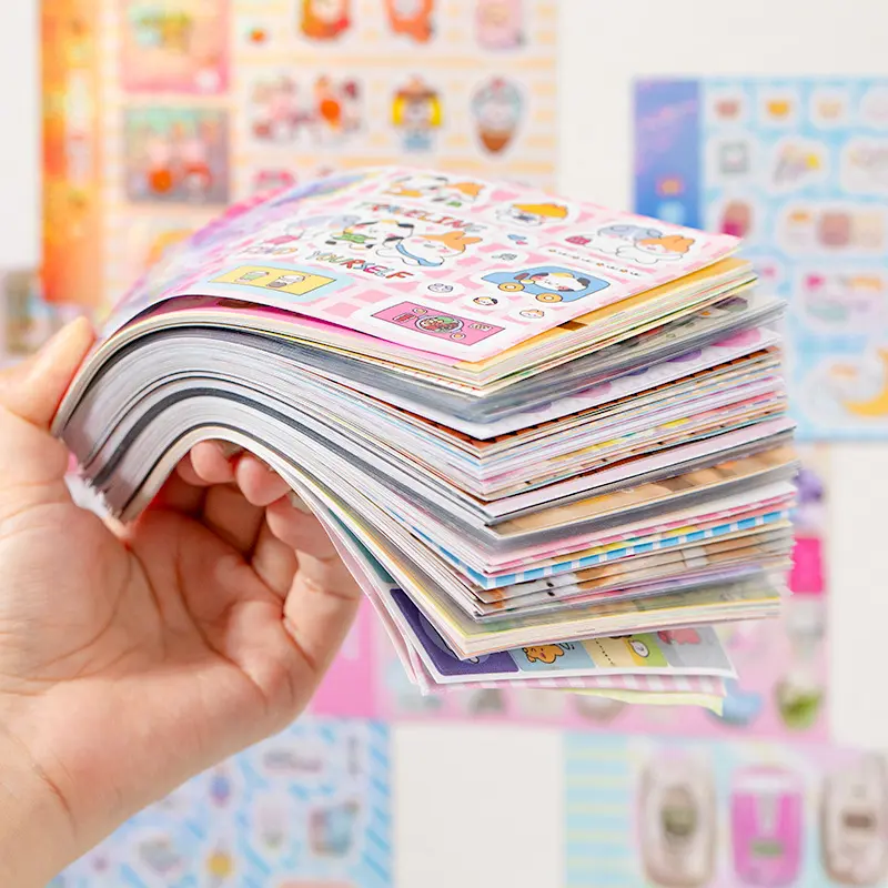 Kawaii Cute Stickers, 72 Sheets/Pack, Cartoon-Style Mixed-Material Stickers for Scrapbook DIY Decorative Collage, Multipurpose Office Stationery Labels, Cute Stickers Stickers