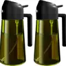 2-Count 16oz/470ml Light-Blocking Dark Green Glass 2-in-1 Oil Sprayer Dispenser, Kitchen Gadgets with Precise Nozzle for Controlled Spray, Refillable Food-Grade Mister for Air Fryer, BBQ Even Coat, Works with Olive, Avocado, Soy Sauce, Refillable To Cut W
