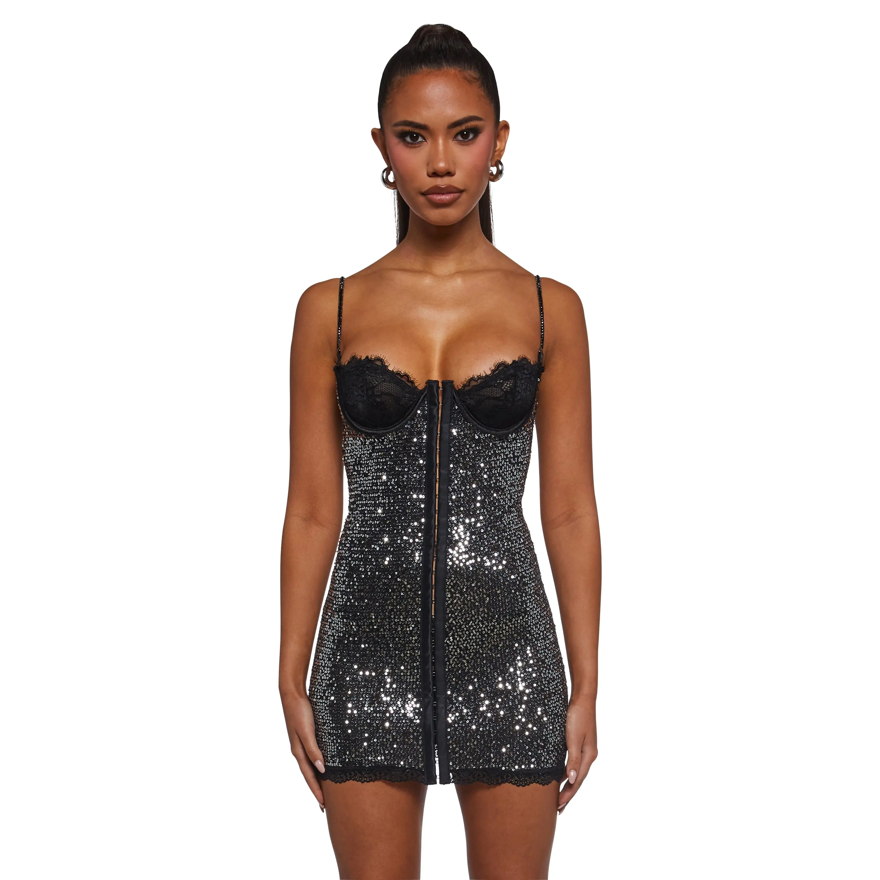 Captivating Gazes Slip Dress - Sequin