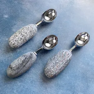 Handcrafted Stone Ice Cream Scoop – Durable Metal Head with Natural Granite Handle – Unique Artisan Kitchen Tool for Perfect Scoops – Ideal Gift for Dessert Lovers and Home Chefs
