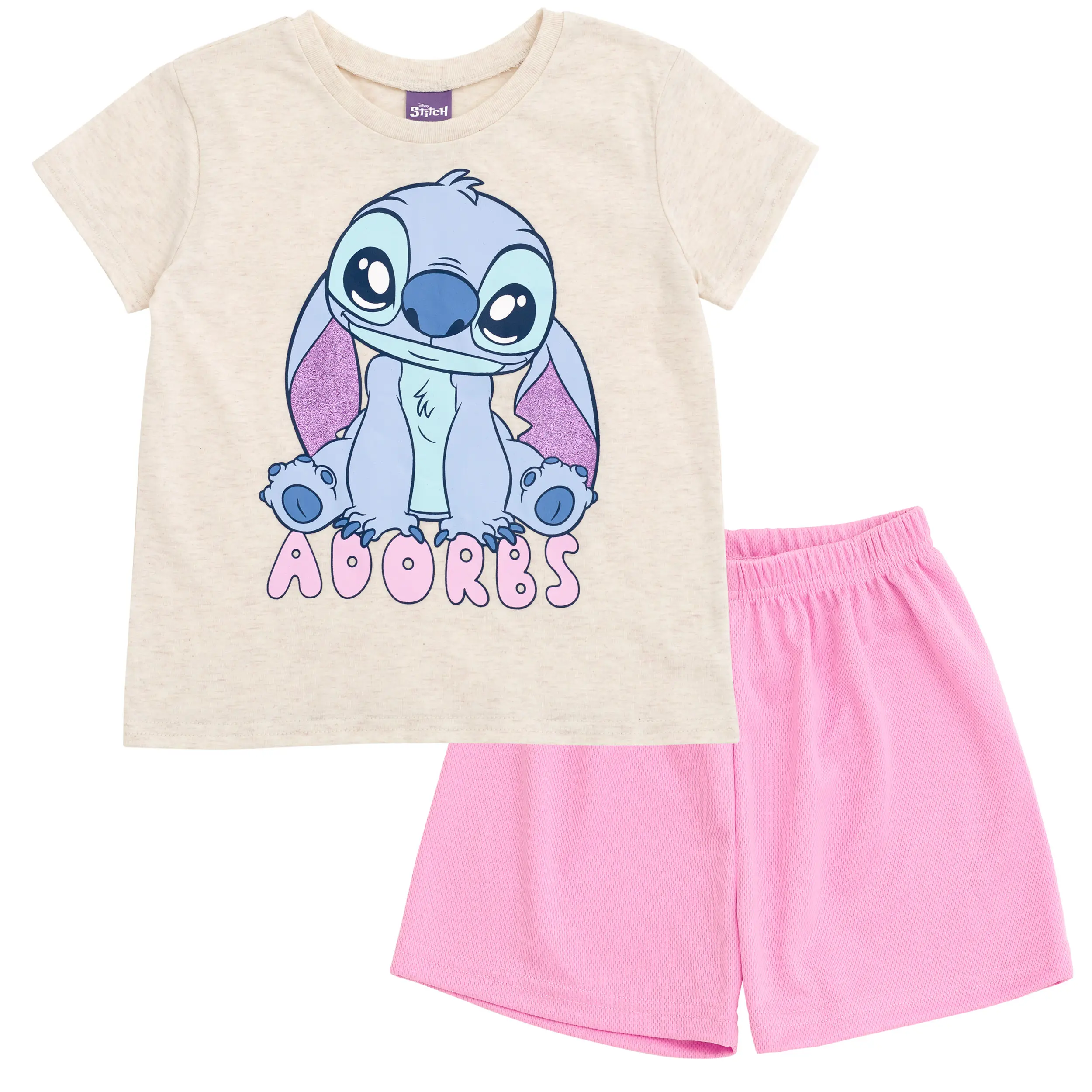 Disney Lilo & Stitch Girls' T-Shirt, Tank Top and Mesh Shorts Set Toddler to Big Kid