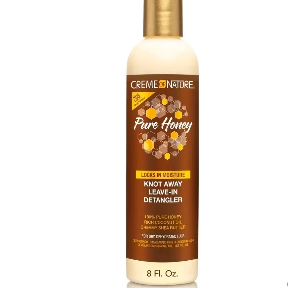 Creme of Nature Pure Honey Knot Away Leave-In Detangler 8 oz with Coconut Oil & Shea Butter for Dry Dehydrated Hair