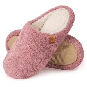 EverFoams Women's Fuzzy Slip-on Slippers Soft Comfy Memory Foam Indoor House Shoes