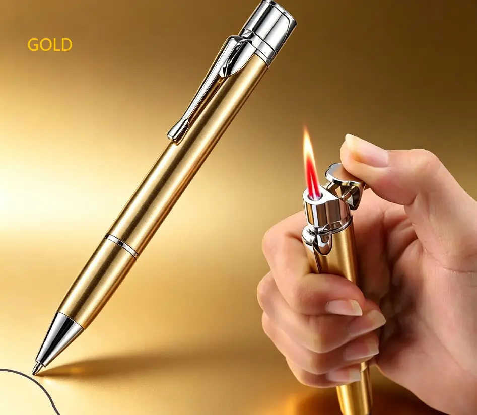 (No butane) Creative Pen-Shaped Lighter, Open Flame Windproof Lighter, Portable And Small, Adjustable Flame, Rechargeable, For Fireplace, Candle Lighting, Wedding, Cooking