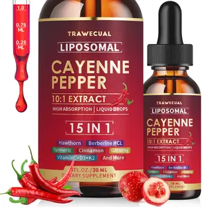 2026 Liposomal Cayenne Pepper Liquid Drops 15-in-1 Formula | Berberine, D3 K2, Beet Root, Ginseng | Supports Circulatory Health, Metabolism & Energy, Digestive Support | 1 Fl Oz (30ml) Natural Dietary Supplement