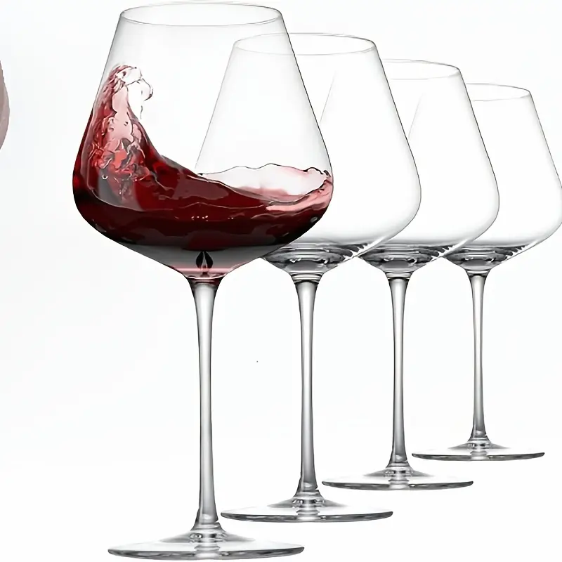 Hand Blown Red Wine Glasses Set of 4 – 23 Oz Burgundy Wine Glasses with Long Stem – Premium Crystal Wine Glass – Unique Gift for Wedding, Anniversary, Christmas – Clear