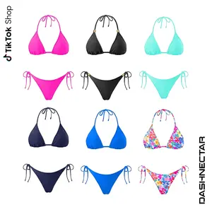 2026 Triangle Halter Bikini Set for Women, Women's Two Piece String Bathing Suit Halter Top with Side Tie Bottom, Summer Beach Vacation Swimwear Outfit