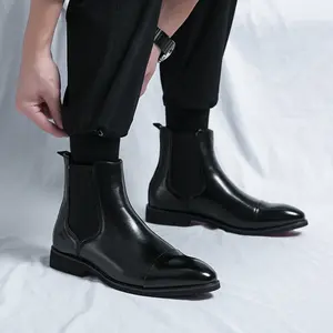 Men's high-top pointed-toe leather shoes