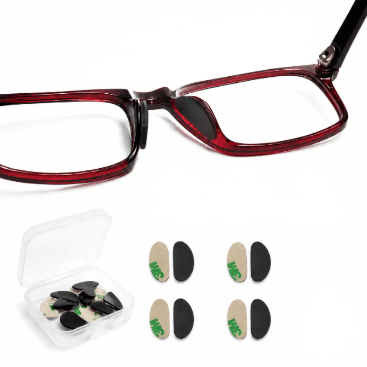 Silicone Eyeglass Nose Pads – Soft Silicone Cushion Pads,Easy Fit Design,All-Day Comfort Wear,Anti-Slip Adhesive Grips for Glasses and Sunglasses.