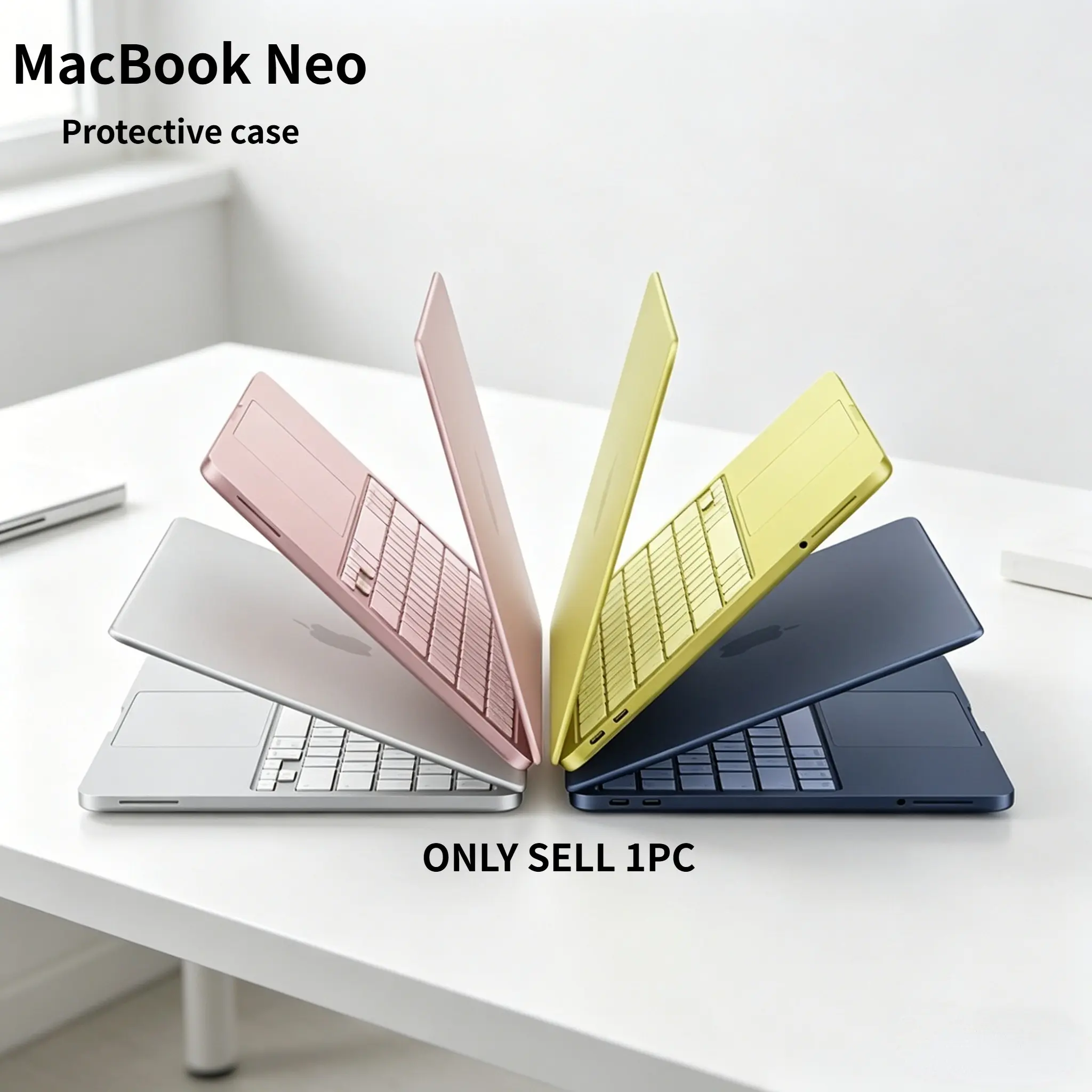 New MacBook Neo 13-inch Scratch-Resistant Case Durable Protective Cover (Model Neo-A3404 A18 Pro) is available in four colors: Pink, Indigo, Citrus Yellow, and Crystal Clear. Neo Laptop Case Laptop Cover Laptop Casing