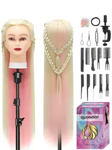 Styling Head 28 inch Training Head Synthetic Hair Hairdressing Head, Come with 10 Combs and DIY Set, Wig Mannequin