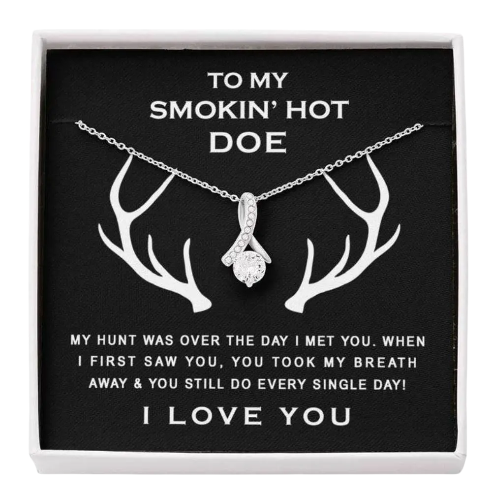 Wife Necklace, To My Smokin’ Hot Doe Necklace Gift For Future Wife Fiance Girlfriend Deer, Romantic Jewelry Gift for Anniversary Birthday Christmas Valentine’s Day, Love Pendant Necklace for Her