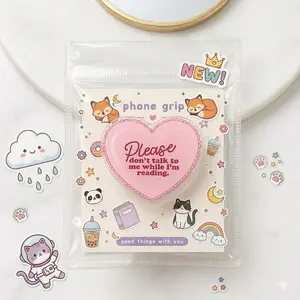 Cute Reading Heart Phone Grip, Pastel Pink Magnetic Pop Holder, Fun Phone Accessory for Book Lovers & Teens