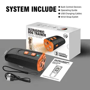 2025 New Model Ultrasonic Dog Trainer | 3C Smart Pet Behavior Corrector with Night Lighting, USB Rechargeable & 50ft Range Anti-Bark Device Handheld Barking Deterrent repellent Harness Reflective Custom Breathable summer gift products Mini anti-barking