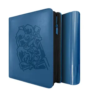 Ravaver 9-Pocket Trading Card Binder Holds 360 Cards with Customizable Label Slot and Side-Loading Sleeves & Zipper, Specifically Designed for Loose Cards，Premium Luxury Design Durable Album for Football & Sports Card Collectors