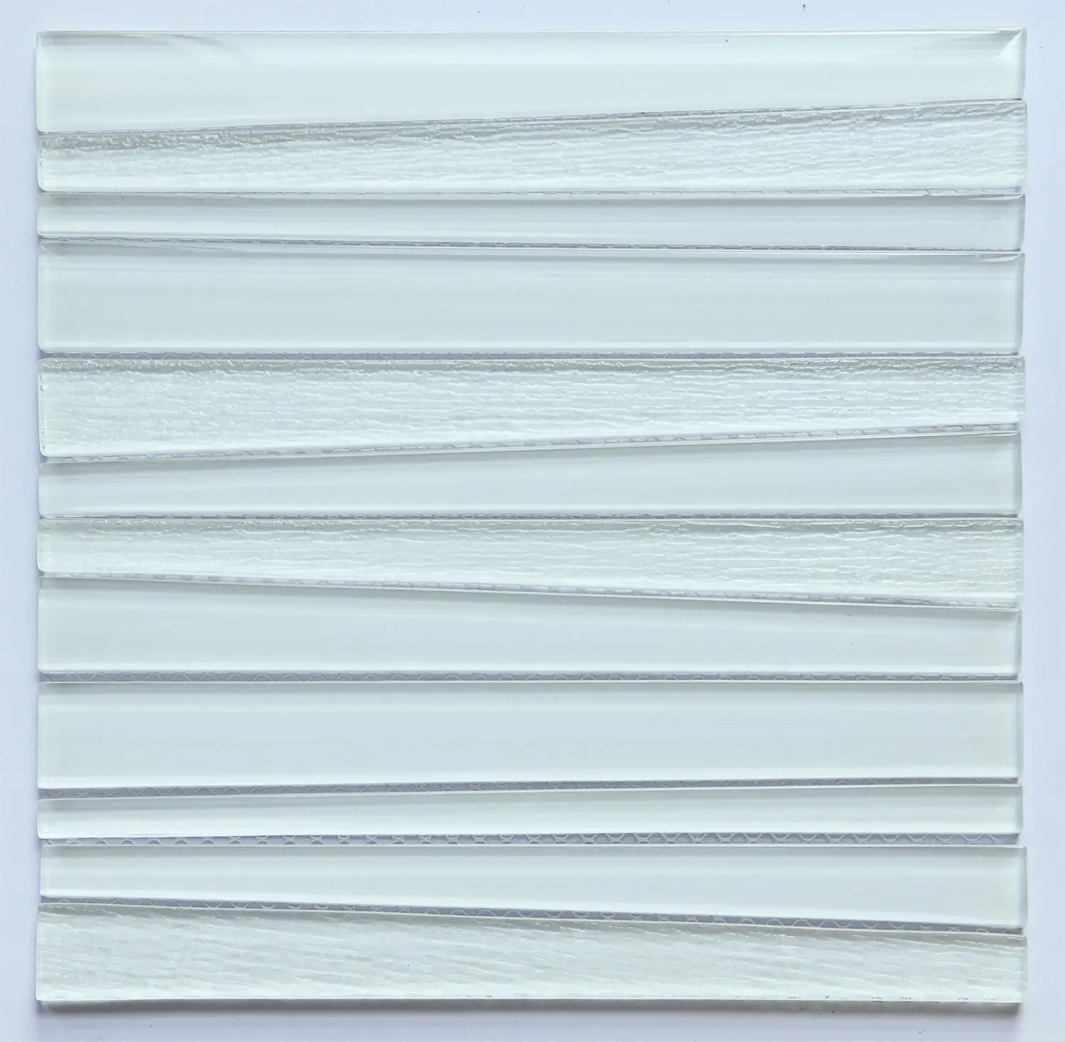 Super White Striped Glass Mosaic Tile - High Contrast, Bold Lines, 3D Wall Panels, Easy Cleaning Glass Construction, Backsplash & Bathroom Wall Trim for Home Improvement, Command Attention