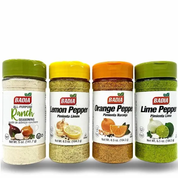 Badia Spices Seasoning Bundle Kit - Lemon & Lime Pepper Spicy Herb Blend, Rich-Flavor Spice for Wings