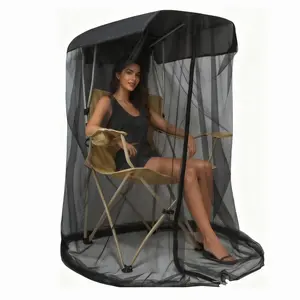 Outdoor Chair Mosquito Net Cover - Lightweight Polyester, Waterproof, UV-Protective Tent, Dual-Zipper Anti-Insect Barrier, Easy-Cleaning, Fits Most Folding Fishing Chairs for Camping, Patio Use, Space-Saving
