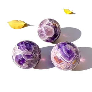2.36- 2.76inch Natural Dreamy Amethyst Sphere, Deep Purple to White Gradient, Polished, Home and Office Decoration, Halloween Birthday Gift